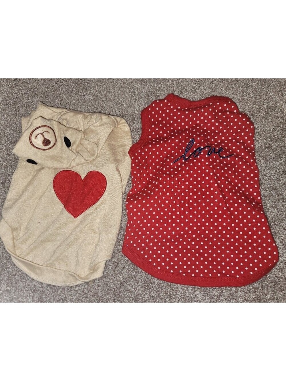 2 PIECE SET DOG PET SHIRT TEDDY BEAR HOODIE LOVE POLKA DOT SHIRT MEDIUM